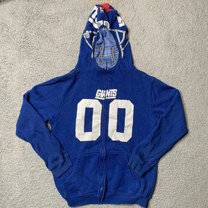 New York Giants Youth L Hoodie Helmet Hood Mask Full Zip Hooded Sweatshirt 14-16